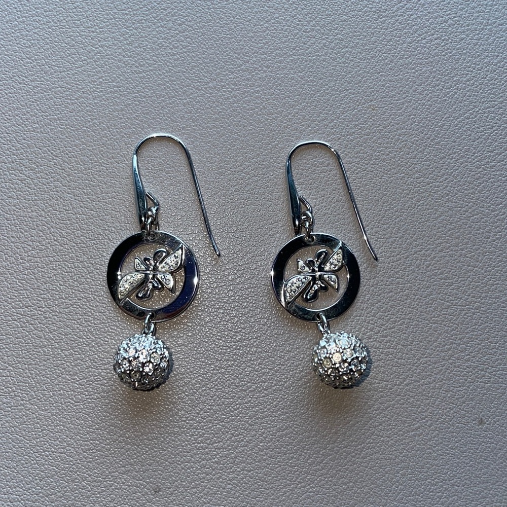 NWOT Swarovski swan dangle ball earrings